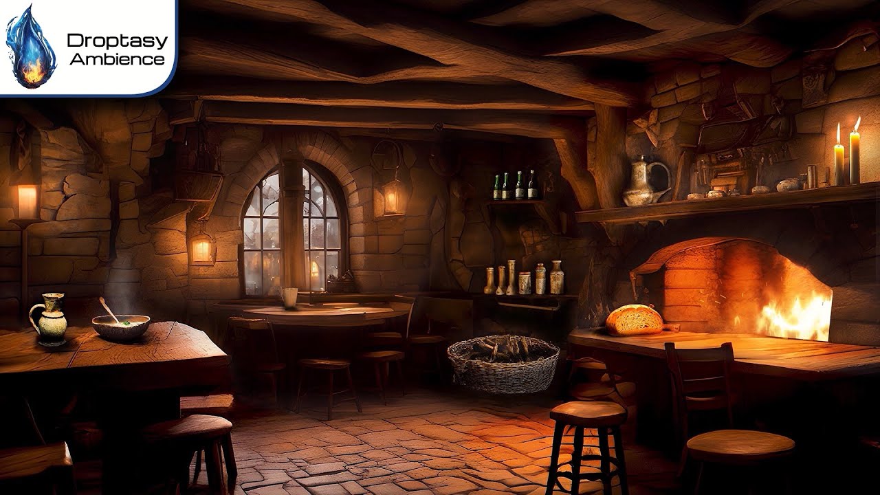 Fantasy TAVERN Ambience 🔥🍺 (INMERSIVE) Fireplace & ASMR sounds 🎧 Cozy Medieval Inn for Sleep & Relax