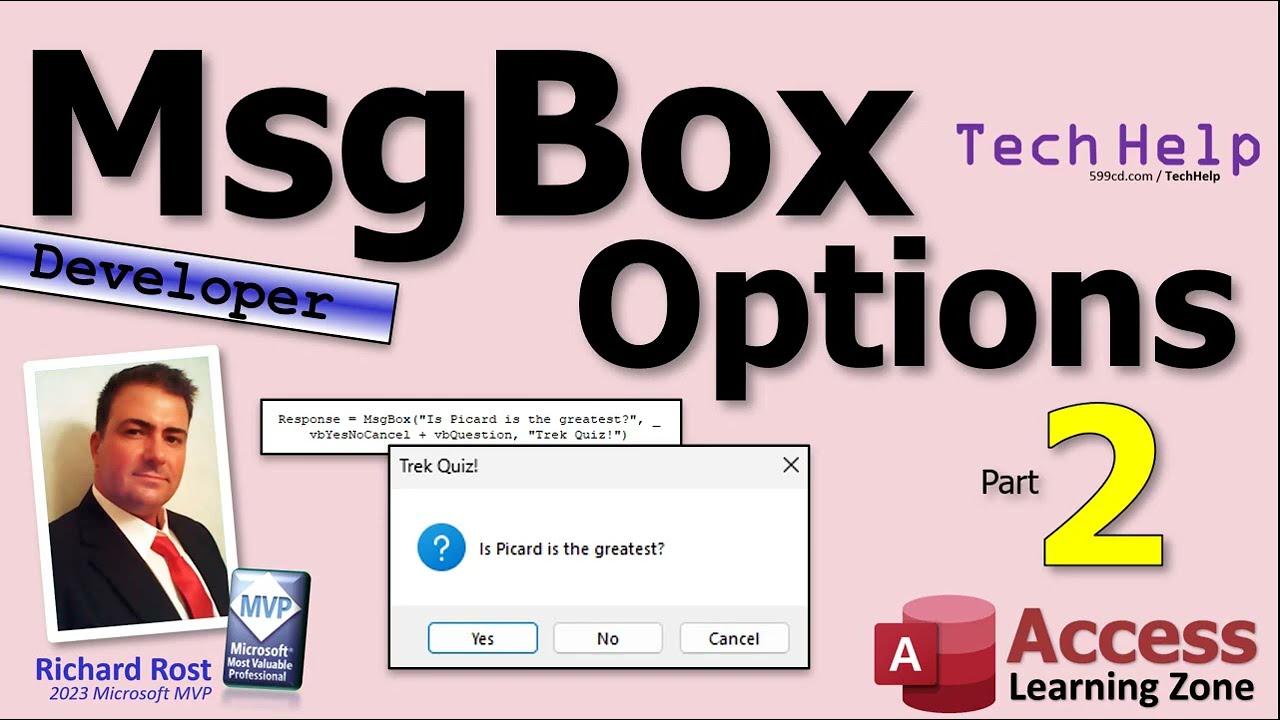 Microsoft Access MsgBox Options. Set No as Default. Part 2