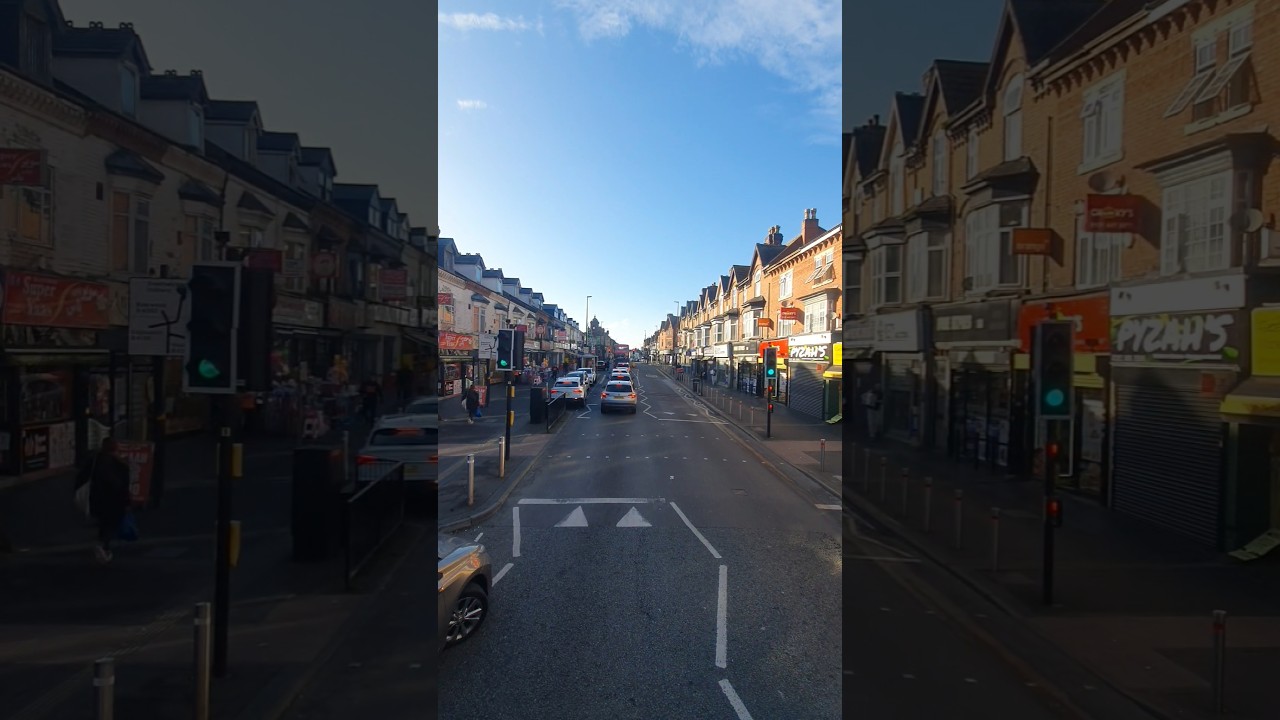 Bus ride on Birmingham busy streets 