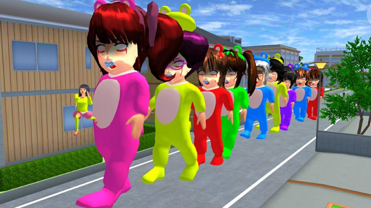 Mio menghadapi monster nine baby dan monster robot di cafe cerry sakura school simulator