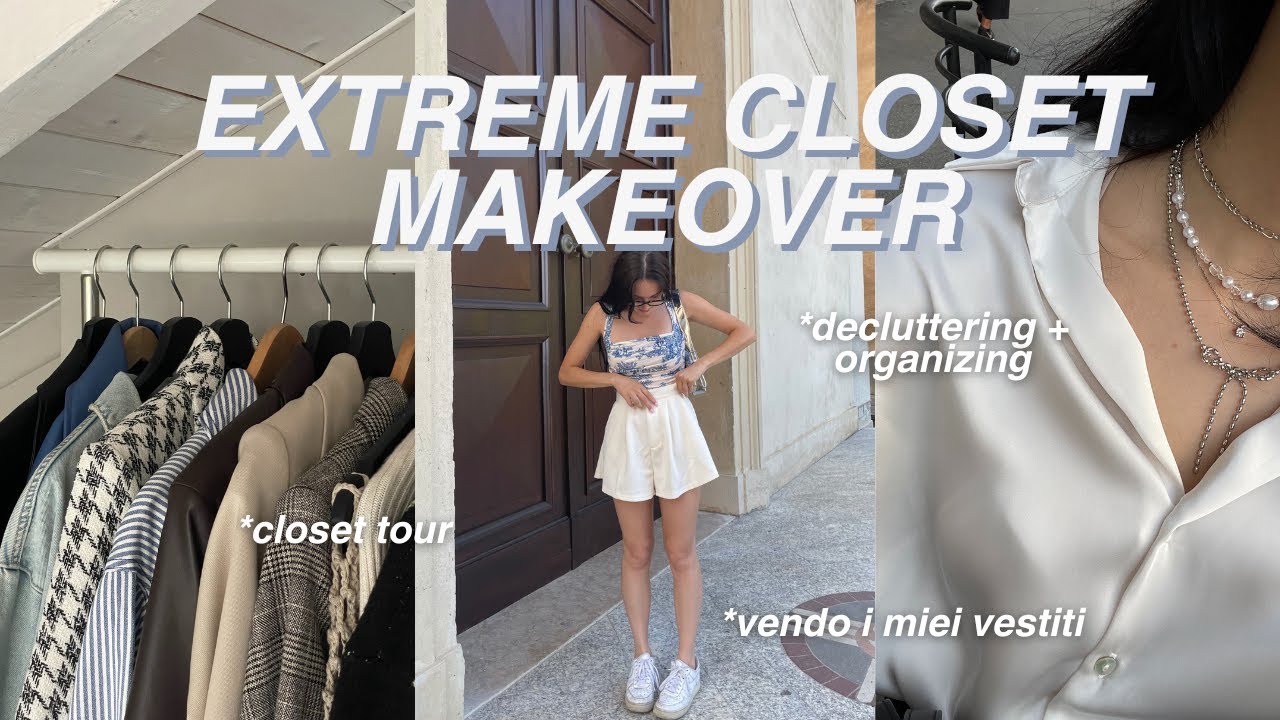 EXTREME CLOSET MAKEOVER | decluttering e organizing my wardrobe + tour del mio armadio 🎀