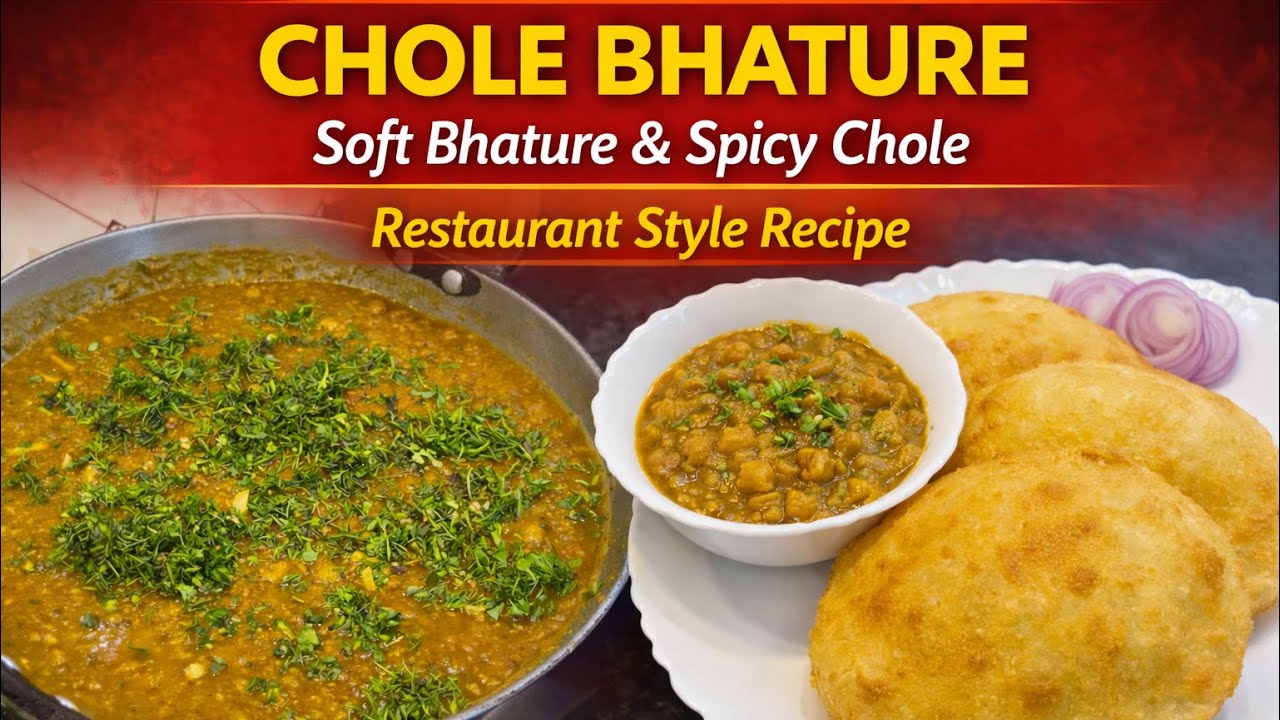 Delhi Style Chole Bhature | Street Style Crispy Bhature with Masaledar Chole 