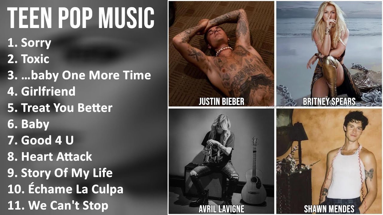 TEEN POP Music Mix - Justin Bieber, Britney Spears, Avril Lavigne, Shawn Mendes - Sorry, Toxic, ...