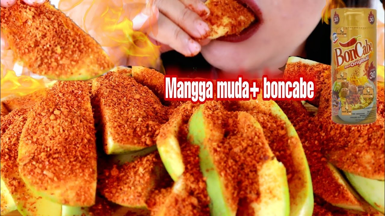 ASMR MANGGA MUDA DENGAN KULIT DAN SEBOTOL BONCABE LEVEL 30 | ASMR MUKBANG INDONESIA