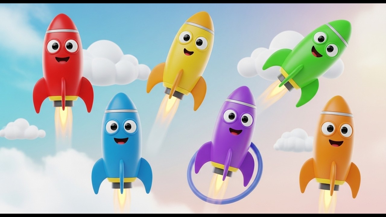 Seis Pequenos Foguetes de Brinquedo: Explorar! | Música do Espaço e Contagem