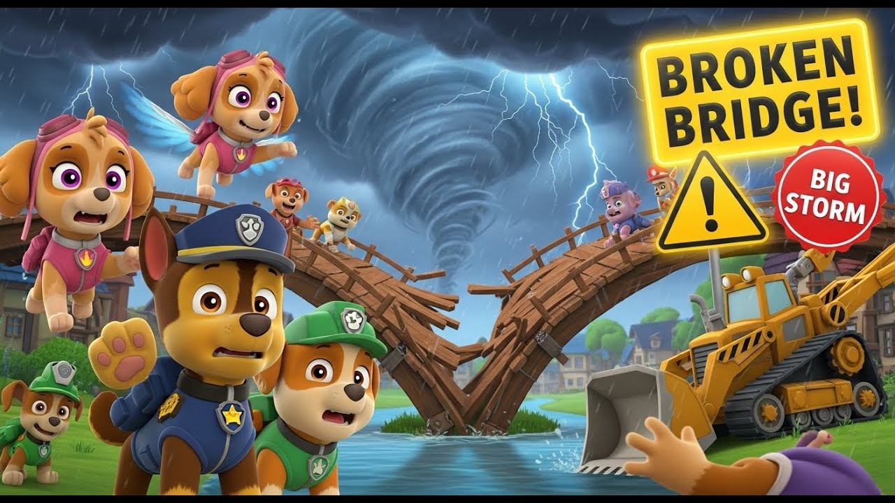 Broken Bridge & Big Storm! Paw Petrol Village Rescue 🌪️ | 3D Cartoon