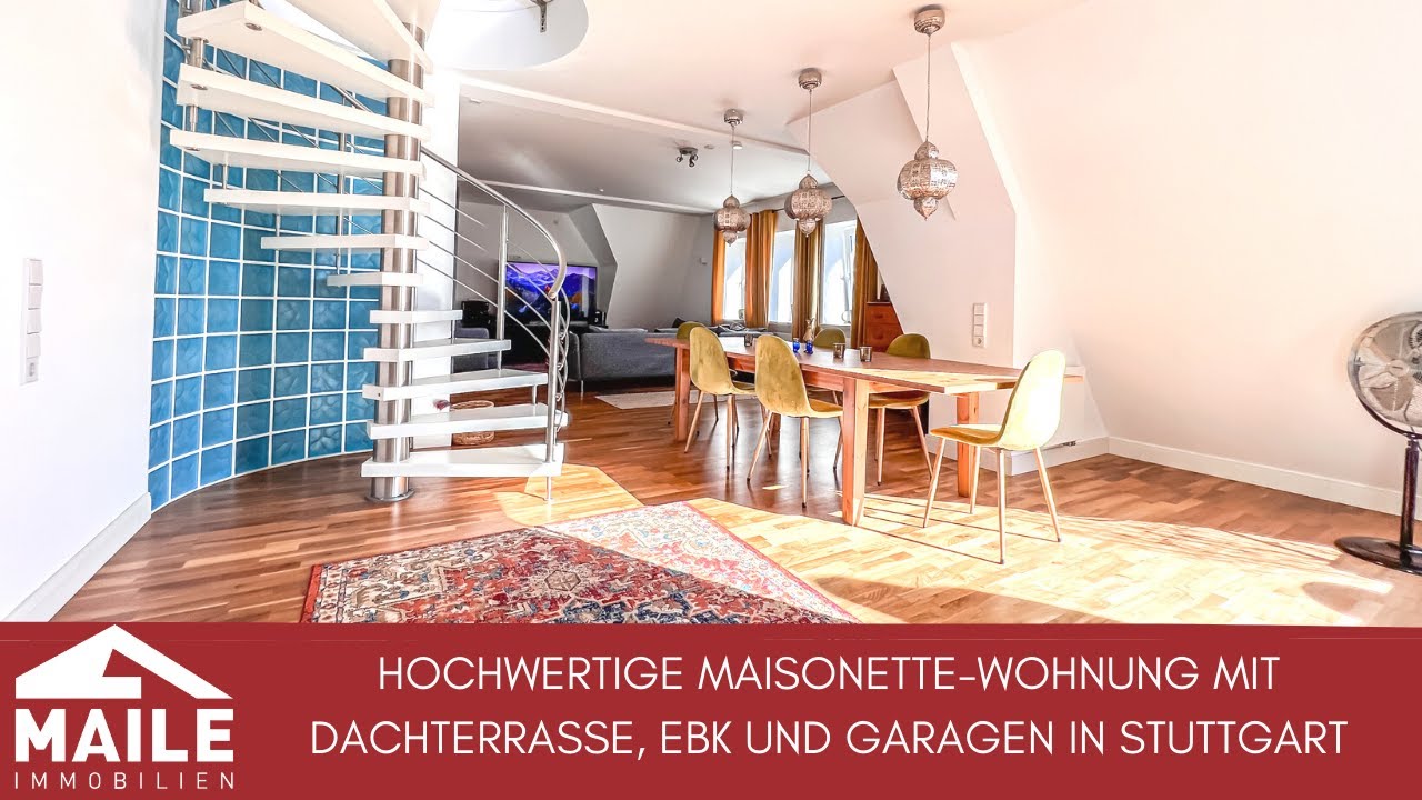 Hochwertige Maisonette-Wohnung mit Dachterrasse, EBK und Garagen in Stuttgart!