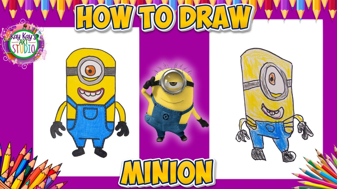 How to Draw STUART the MINION ! Easy Step-by-Step Drawing for Kids | Kay Kay’s Art Studio