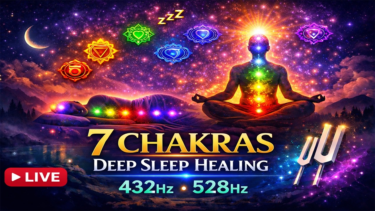 🔴 LIVE NOW – 7 Chakras Deep Sleep Healing | 432Hz • 528Hz • 963Hz | Overnight Meditation Music