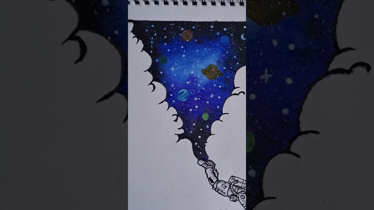Acrylic galaxy using sponge| Art by Indhu 
