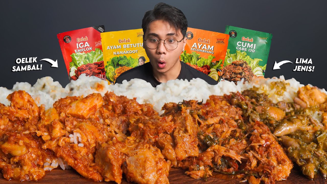 PERUT PANAS!! MUKBANG 5 JENIS SAMBAL OELEK DIADUK PAKE NASI!! SAKIT PERUTT!!🥵