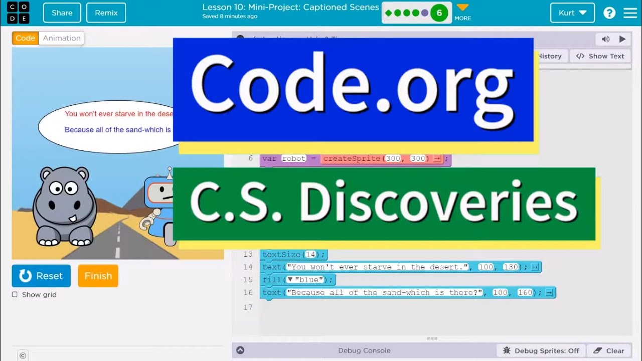Code.org Lesson 11 Mini-Project Captioned Scenes | Answer Tutorial | Complete | CSD