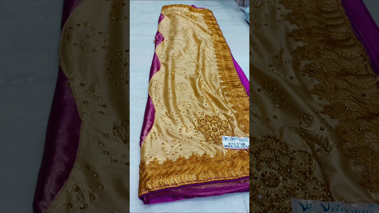 shinning saree with stone by jk textiles trichy