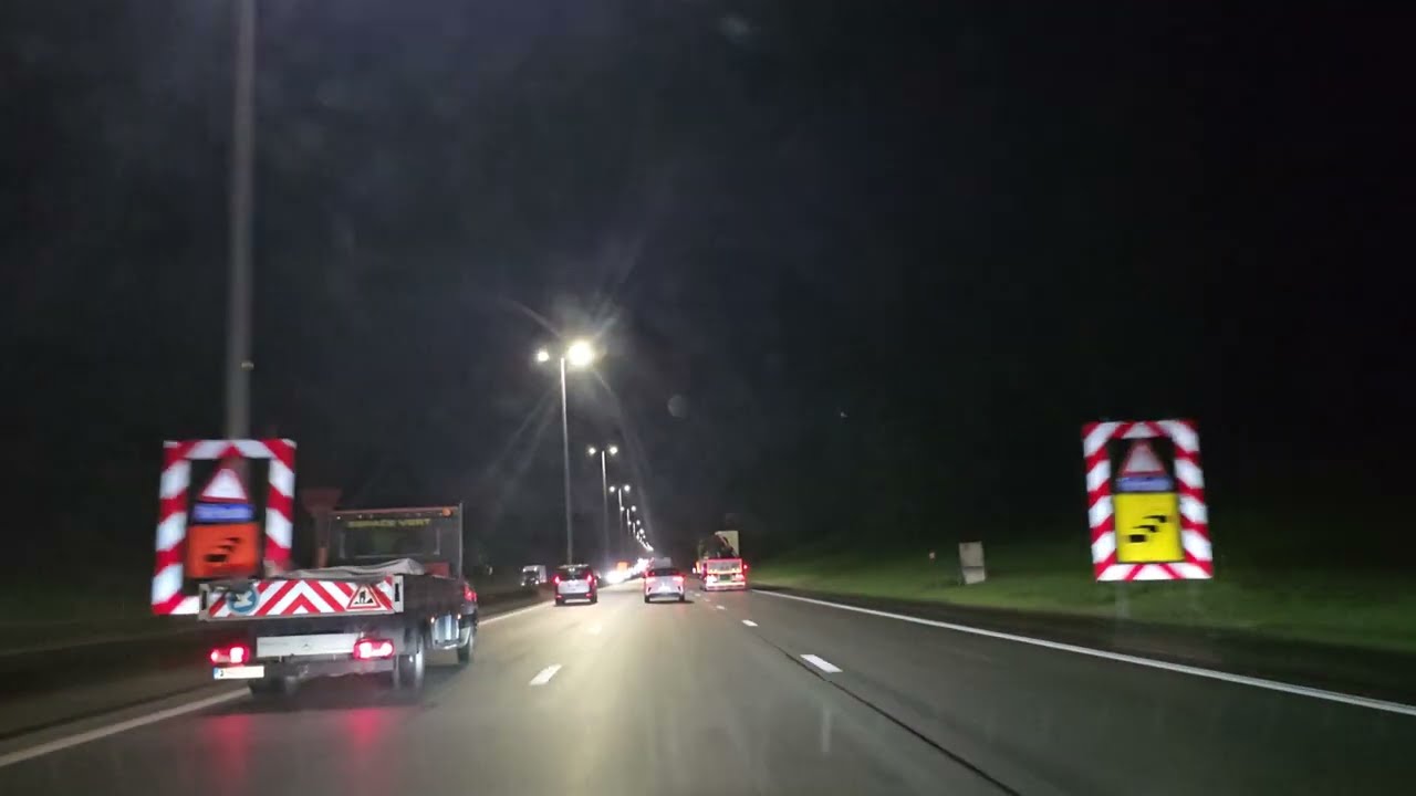 Conduite de nuit sur l'Autoroute E19 France⚫️ Belgique 💡 الطريق السيار فرنسا 🇫🇷 بلجيكا 🇧🇪 