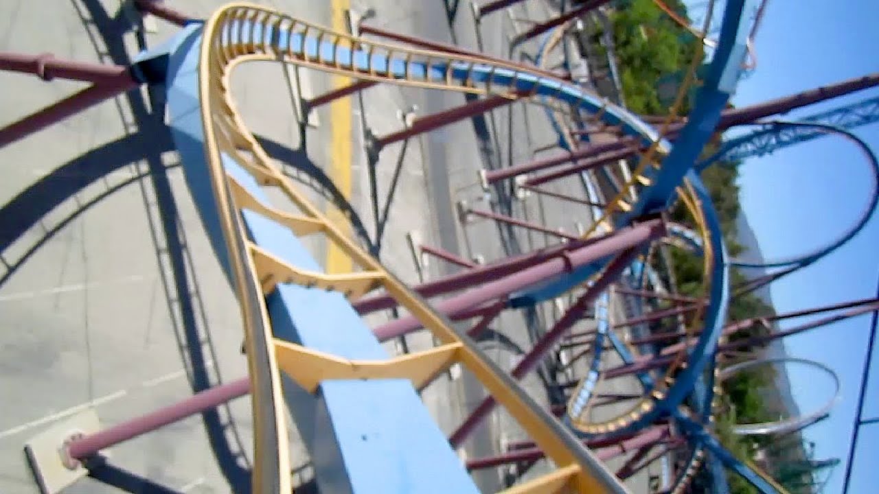 Scream! front seat on-ride HD POV Six Flags Magic Mountain