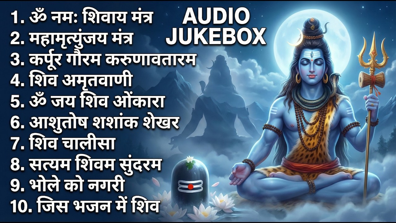 सोमवार भक्ति भजन : कर्पूर गौरम करुणावतारं, ॐ नमः शिवाय, शिव अमृतवाणी, चालीसा व आरती