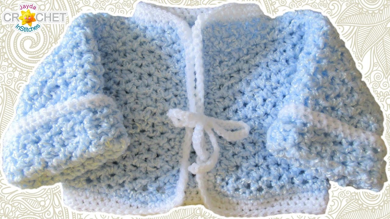 Newborn Baby Cardigan Crochet Pattern - V-Stitch Sweater Tutorial