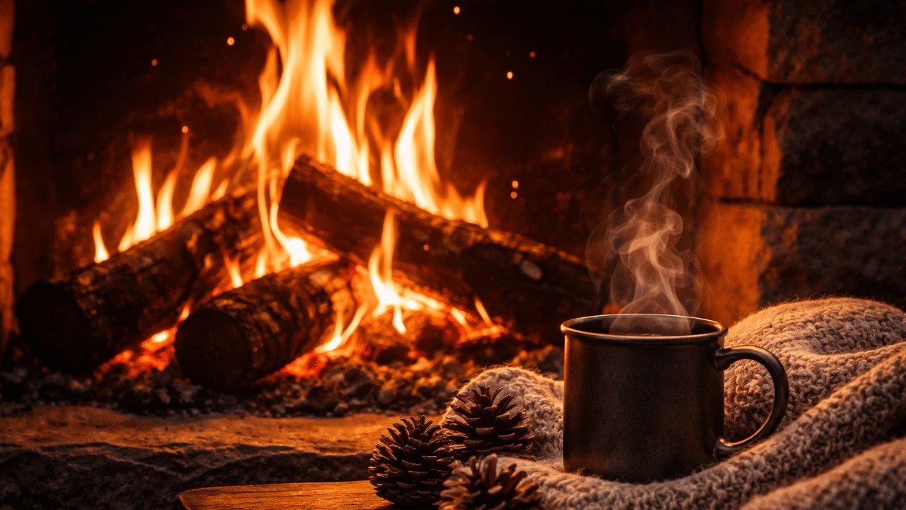 Crackling Fireplace 4K. Burning Fireplace & Crackling Fire Sounds