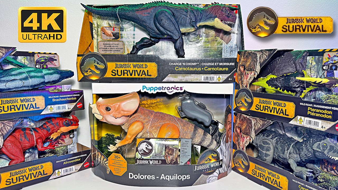 Распаковка НОВЫХ динозавров Jurassic World Survival 2026! Атака и объедение карнотавра и брахаухения