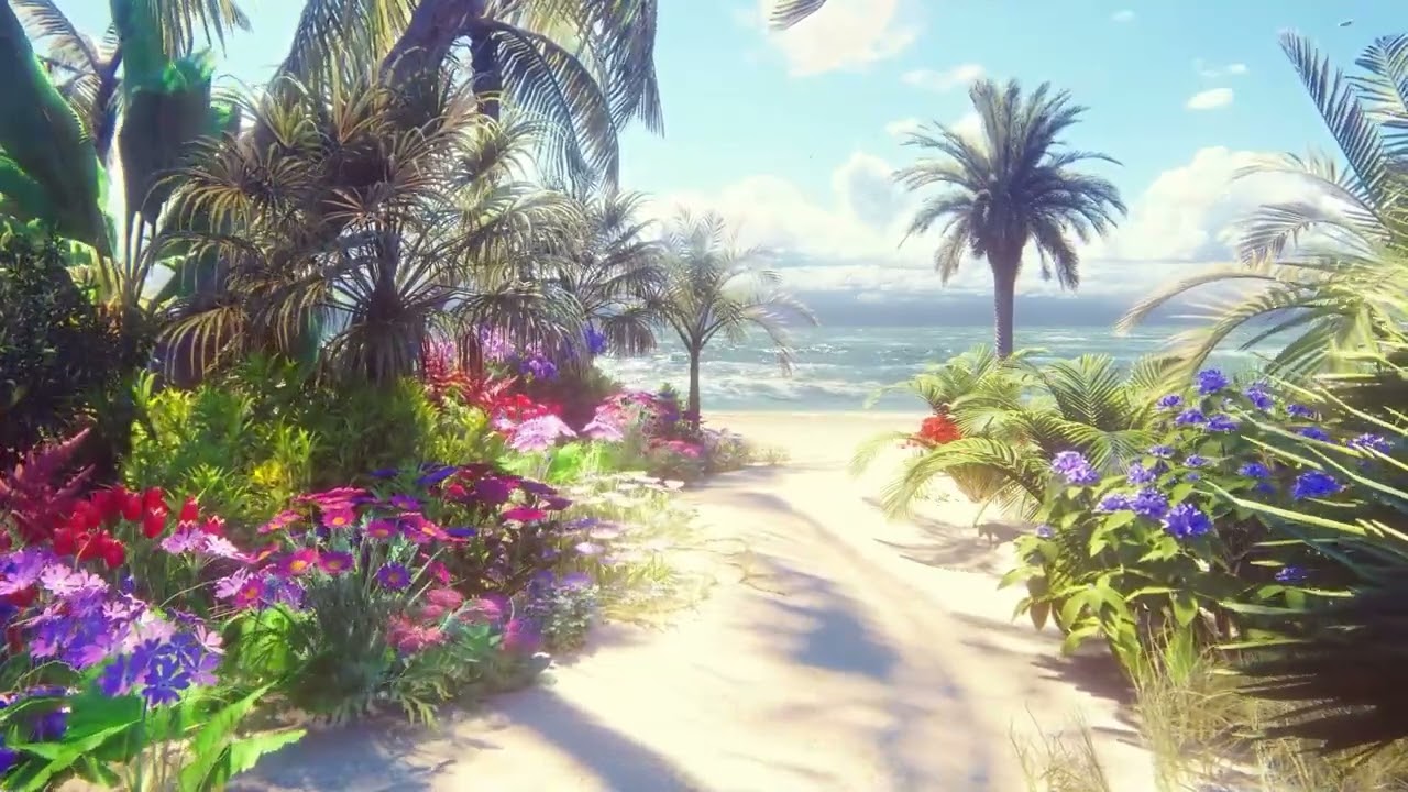 Sounds of ocean waves, seagulls, and rustling grass in the breeze on the beach - 8 hours
