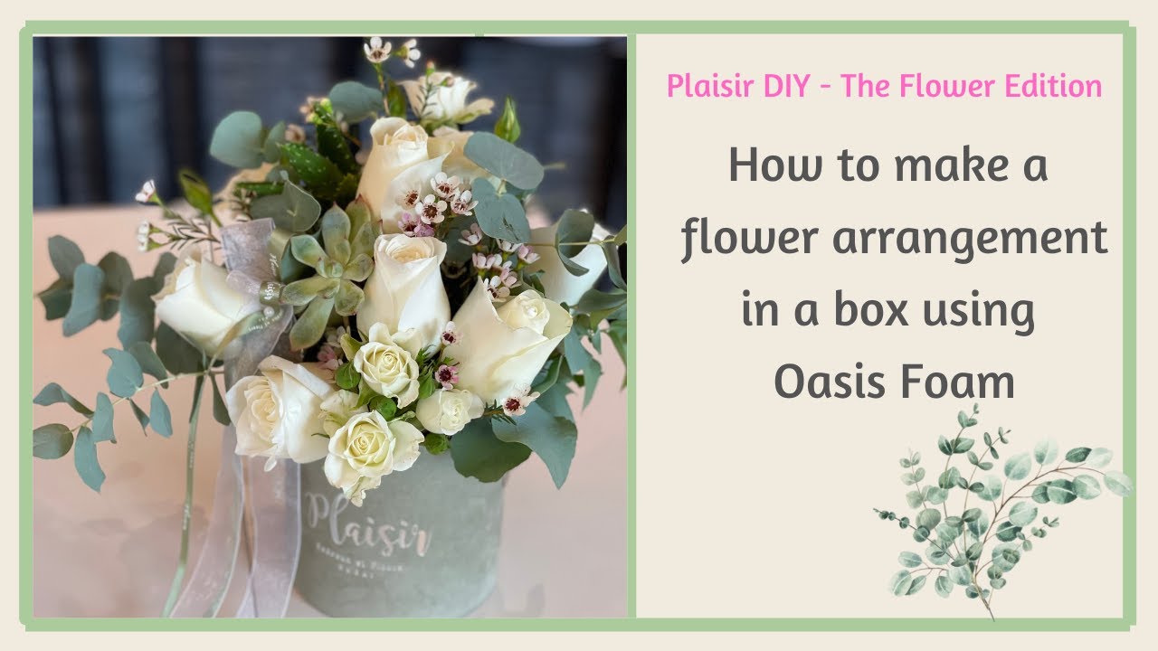 🌿 Green & White Flower Box Tutorial Using Oasis Foam, Luxury Floral Design from Dubai