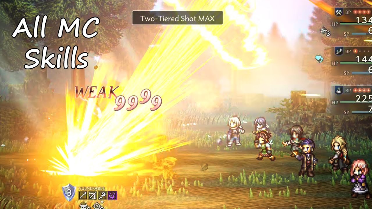 Все основные боевые навыки/навыки поддержки персонажей - Octopath Traveler 0 Demo