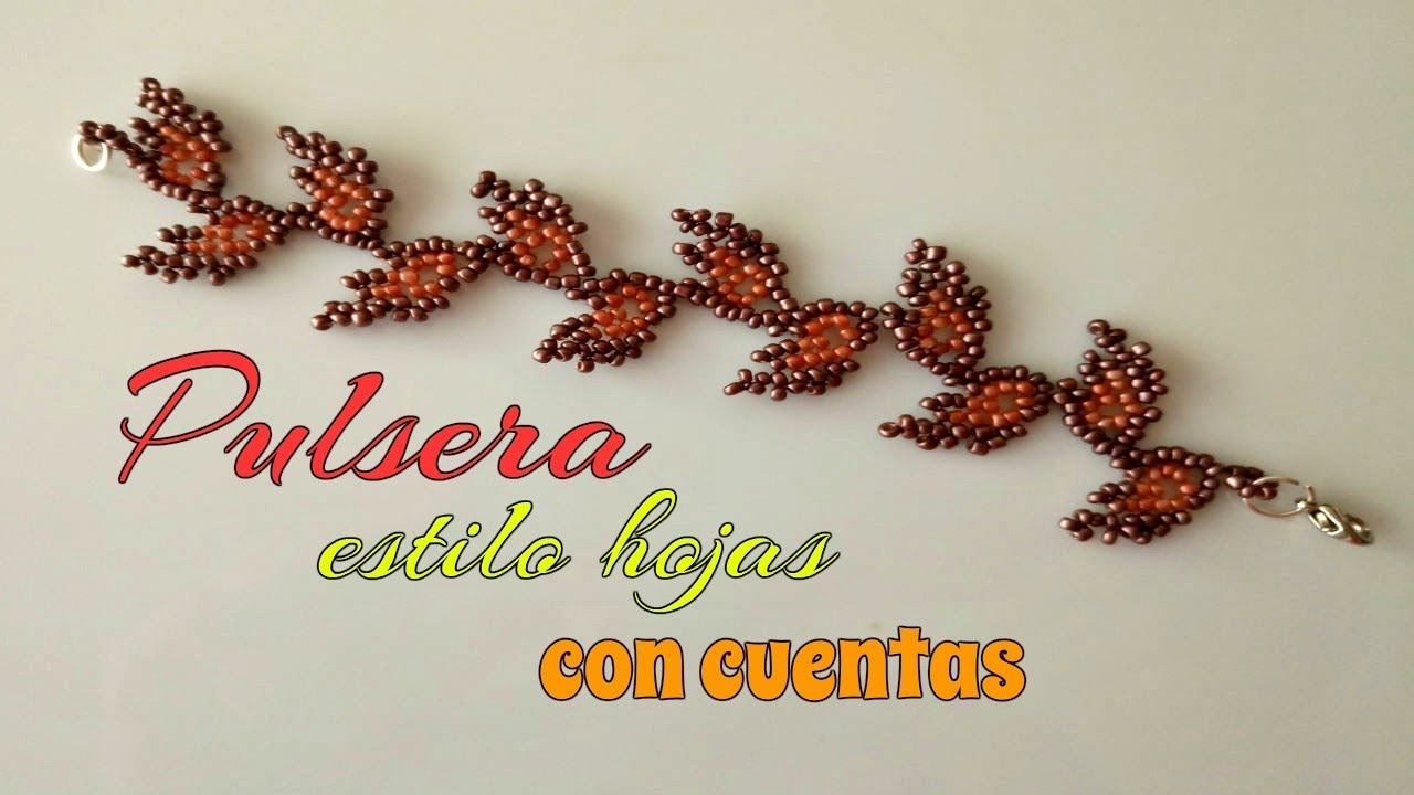 PULSERA CUENTAS/MOSTACILLAS con diseño HOJAS de OTOÑO.