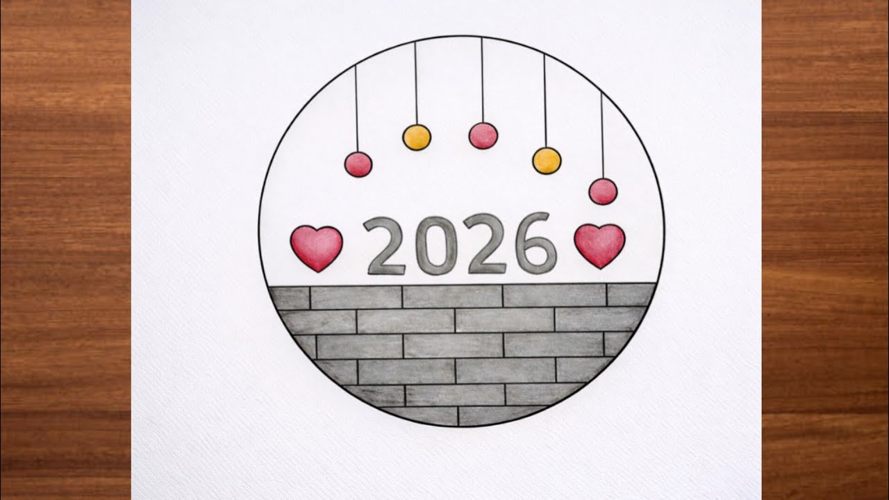 ✨ Welcome 2026 New Year Full of Love & Hope ✨ Easy Drawing for biginner....