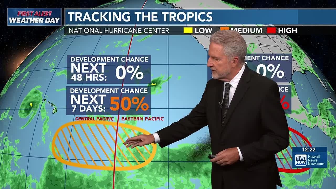 First Alert Forecast: Tropical Storm Lala moves west but showers linger