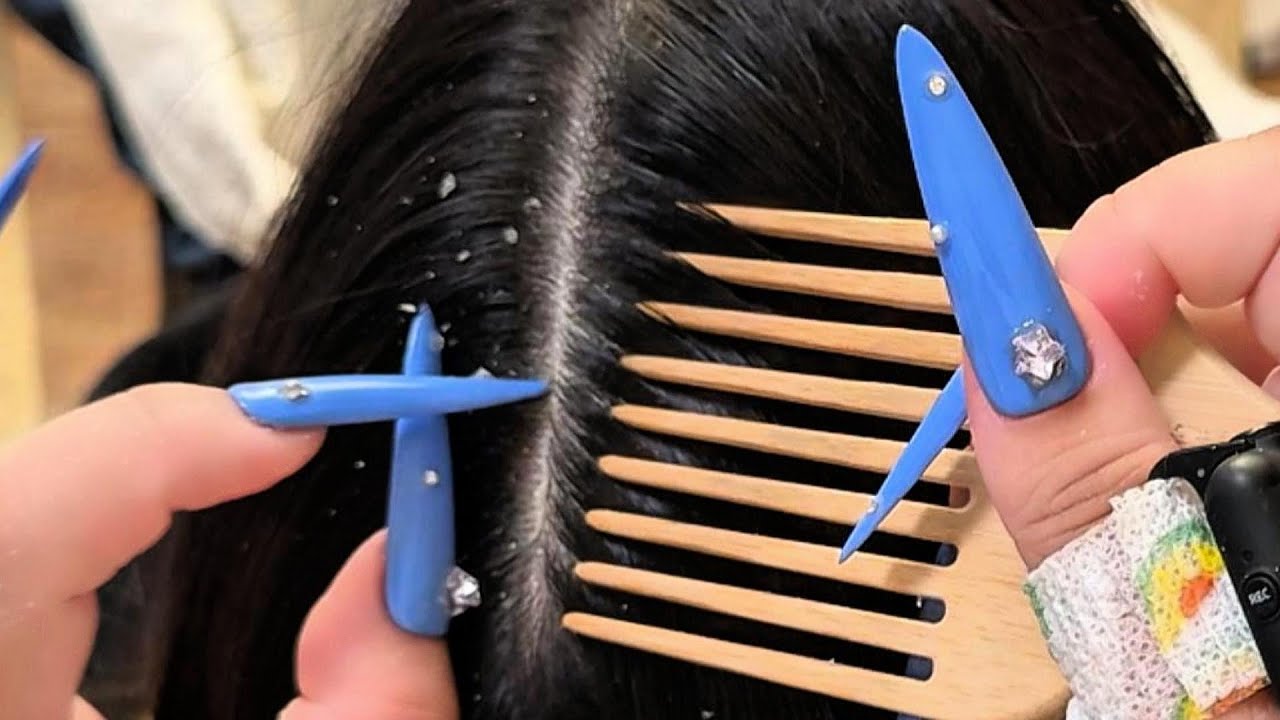 Relaxing ASMR for Sleep 🌙 | Gentle Wide-Tooth Comb & Nails | Model: Cola