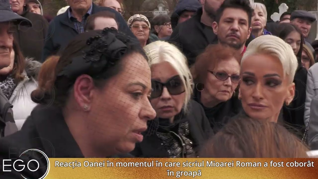 Reacția Oanei Roman, în momentul în care sicriul cu trupul Mioarei Roman a fost coborât în groapă