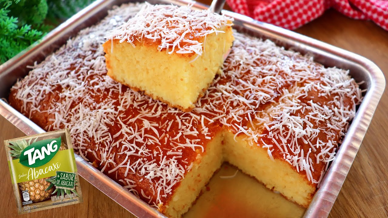 BOLO DE ABACAXI FEITO COM TANG FOFINHO E MOLHADINHO