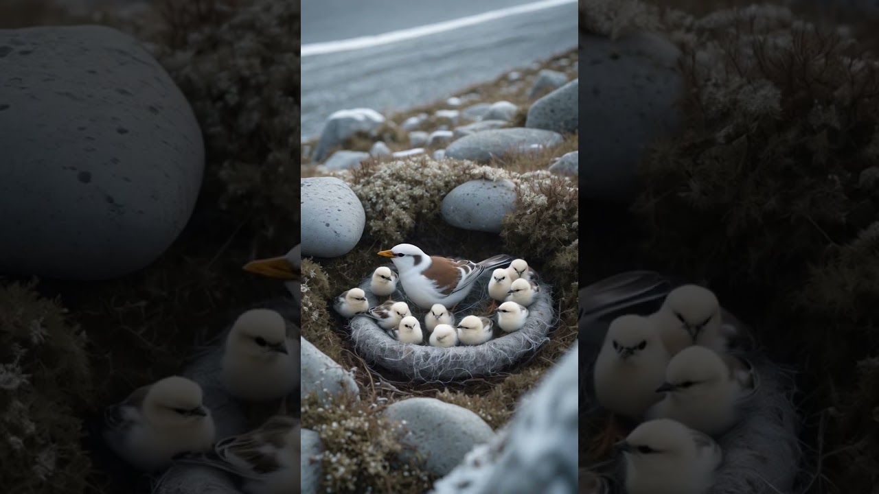 Nest of Ice and Down: Snow Bunting Ring Beneath the Sky #snowbunting #birds #babybird #wildlife