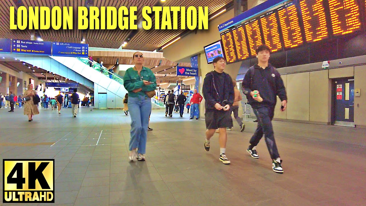 London Bridge Rail and Underground Station walking tour |  4K