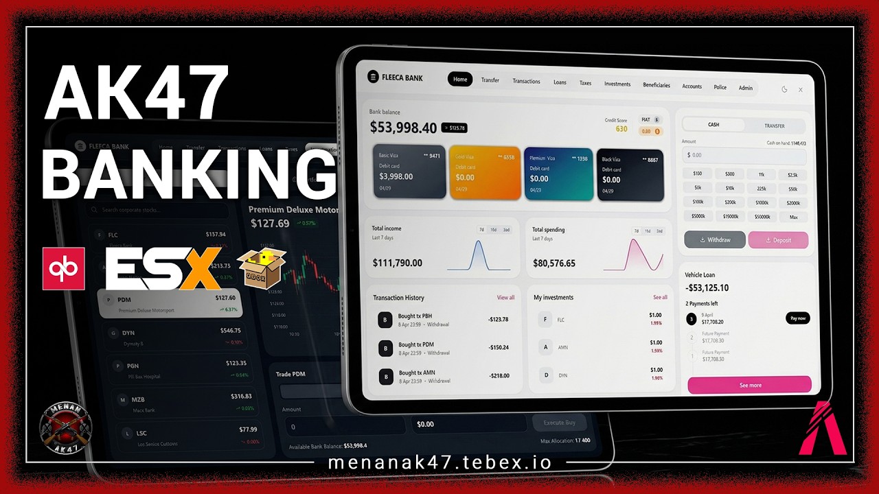 ADVANCED BANKING SCRIPT FIVEM | AK47 BANKING | ESX/QB/QBX