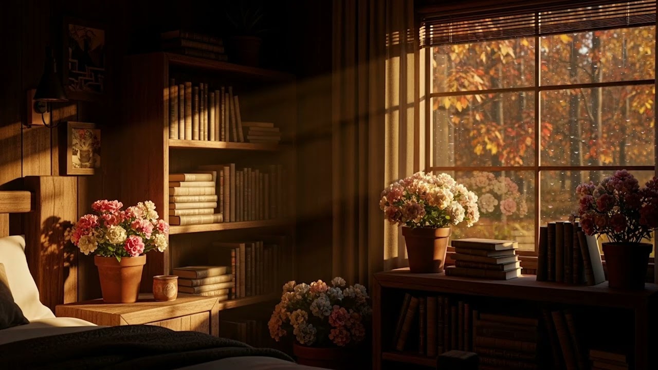 Window Rain Sounds with Piano – Peaceful Night Ambience