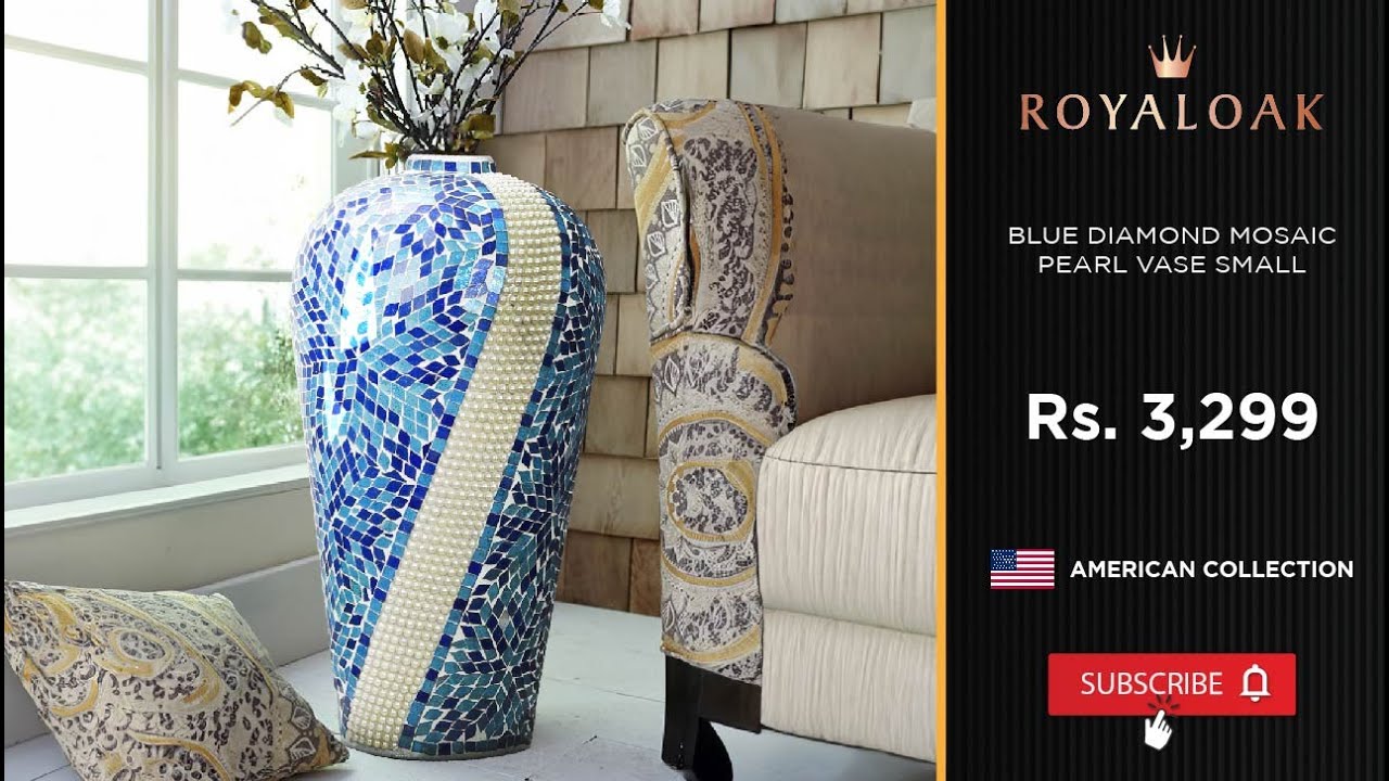 Royaloak | Blue Diamond Mosaic Pearl Vase Small