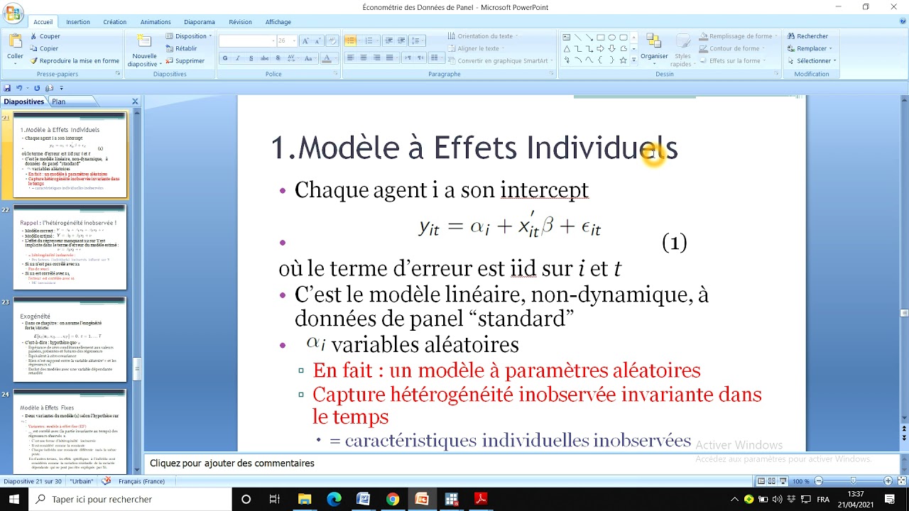 Donnée de panel (Effet fixe versus Effet aléatoire) (1)