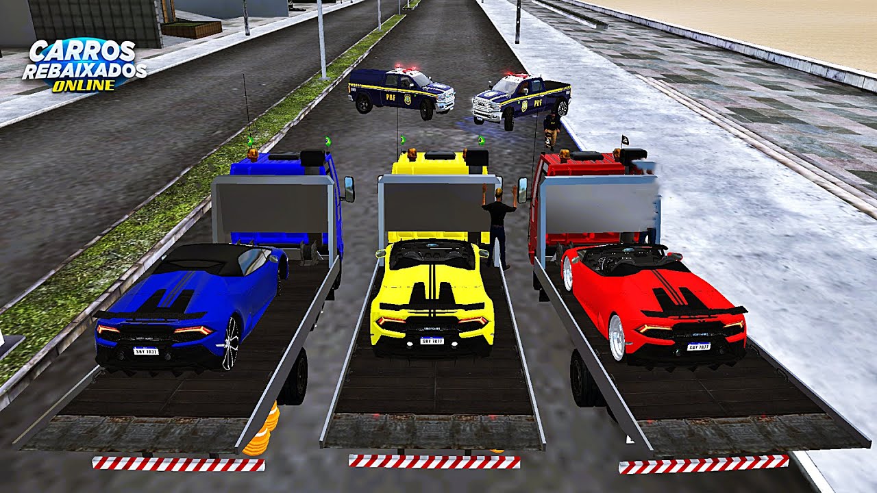 CARROS REBAIXADOS ONLINE | REBOCANDO 3 LAMBORGHINI EM CIMA DO CAMINHÃO É PARADO PELA PRF !