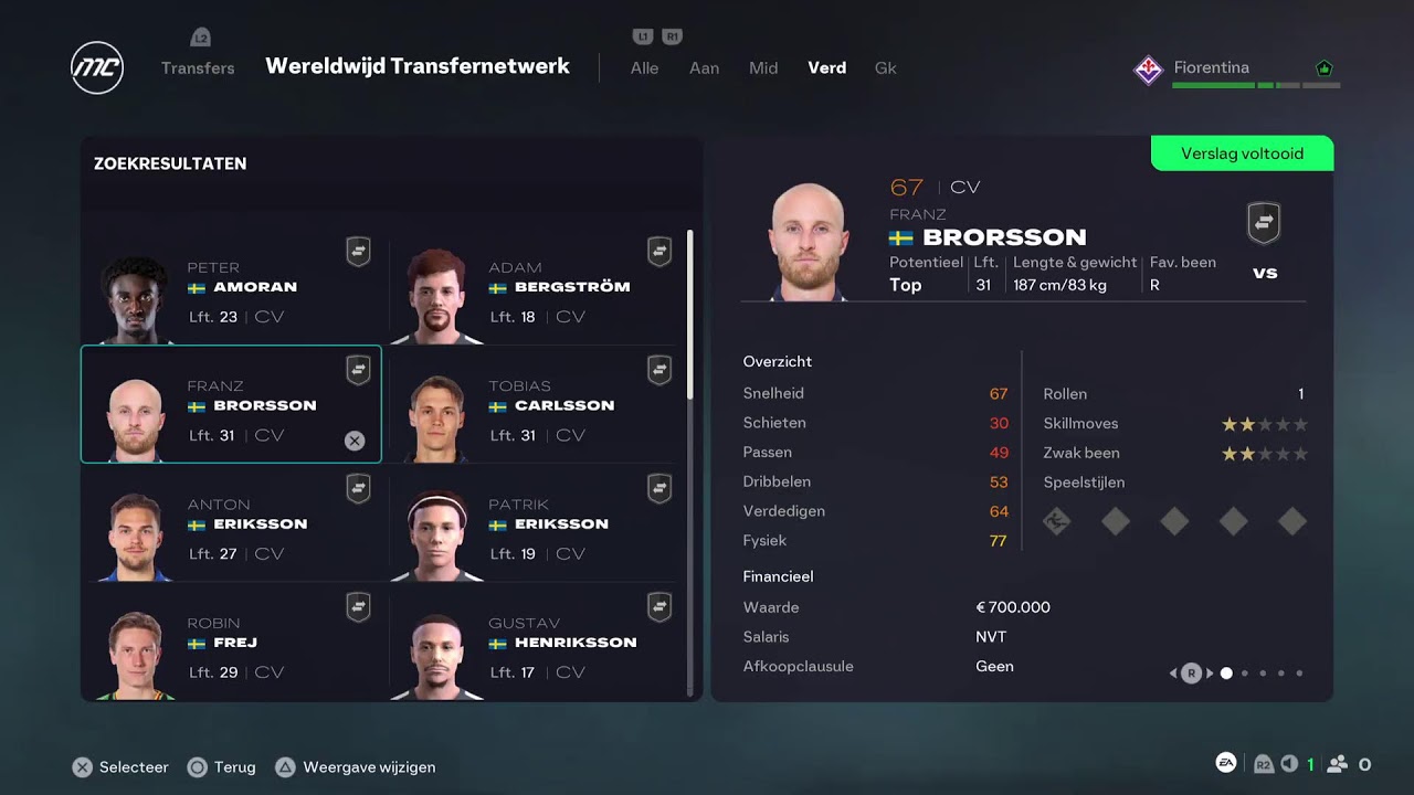 FC26 fiorentina rebuild carrière live