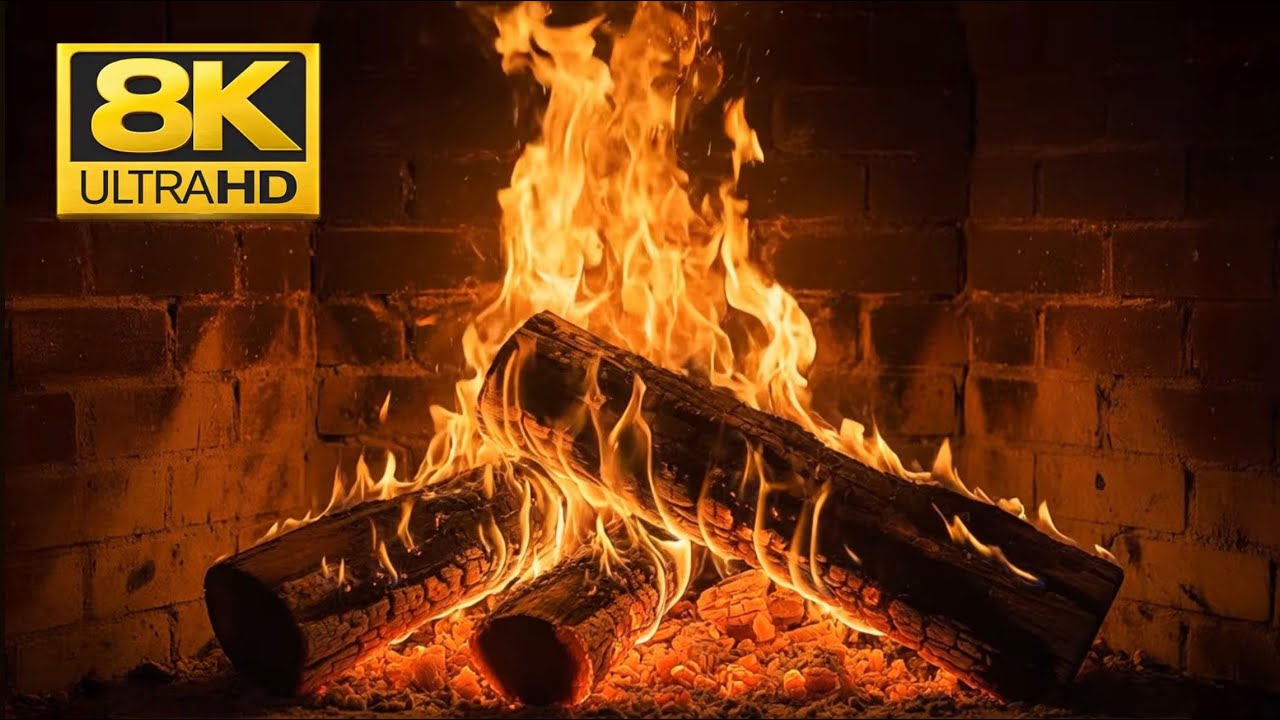 High Quality Stereo Fireplace Sounds For Relaxation & Sleep | Calming Crackling Fire | 8K Ultra HD