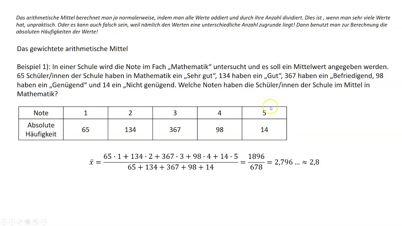 Das gewichtete arithmetische Mittel