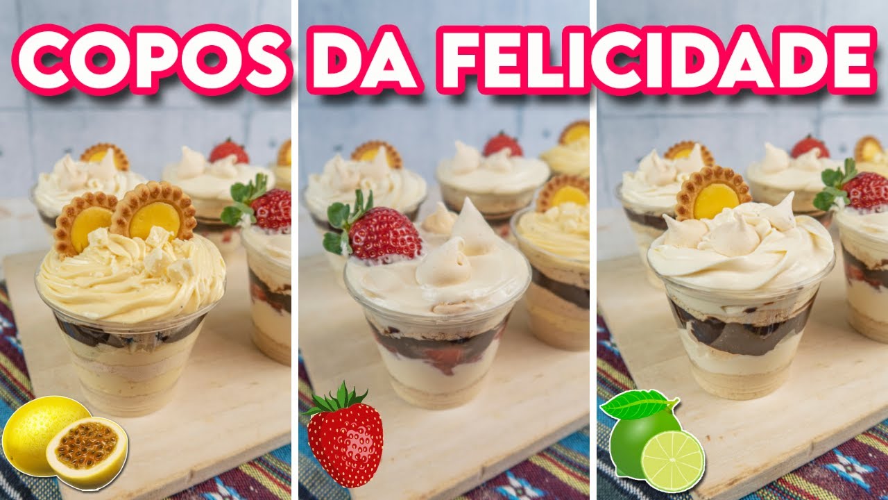 Copo da Felicidade para Vender: Torta de Maracujá, Limão e Morango