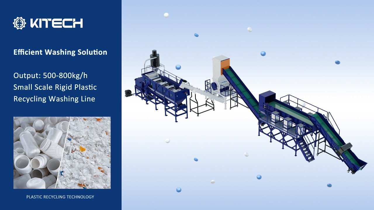 500-800kgs/h High Efficient Small Scale Rigid Plastic Recycling Washing Line #plasticrecycling