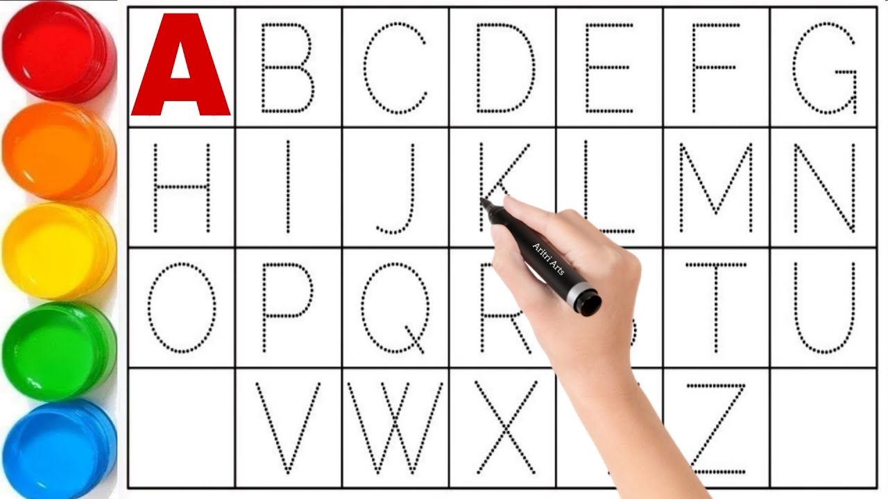 Alfabet draw // Abcdefghijklmnopqrstuvwxyz larning // a to z writing // A for Apple, B for Ball 