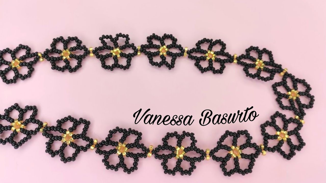GARGANTILLA DE FLORES🌺 CON SOLO 2 COLORES DE CHAQUIRAS/MOSTACILLAS FACIL| Easy beaded flower choker🌺