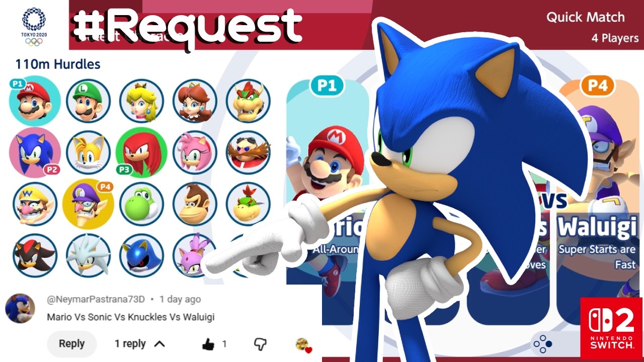 Mario VS Sonic VS Knuckles VS Waluigi | MARIO AND SONIC AT TOKYO 2020 | Gameplay (4 Players)