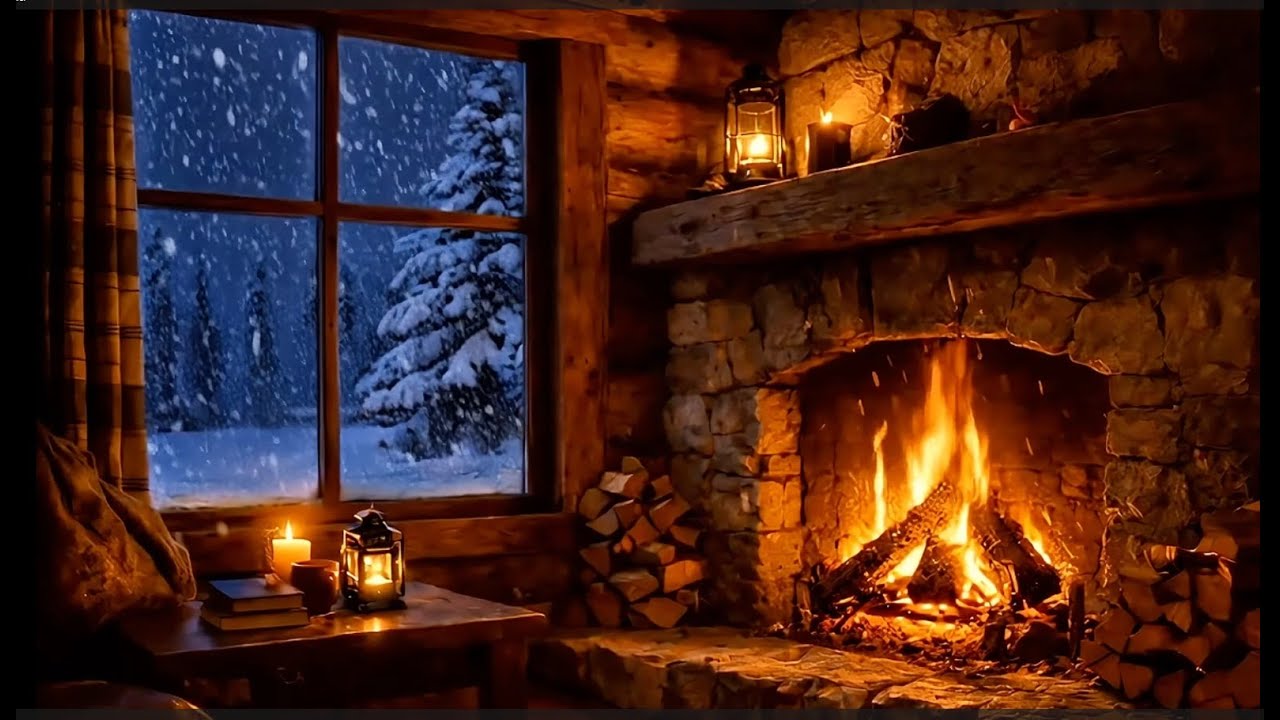 10 Hours of Uninterrupted Fireplace and Snow Ambience | Sleep, Focus, Relaxation