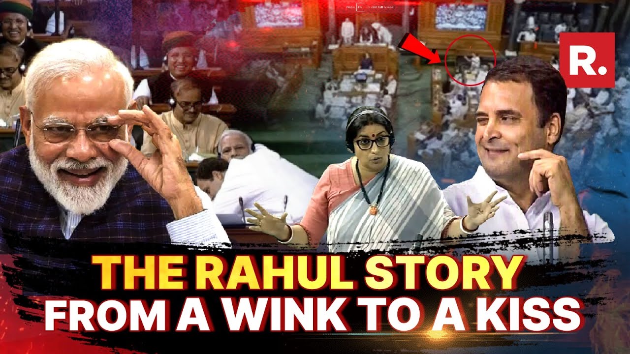 Rahul Gandhi blows &lsquo;flying kiss&rsquo; in Parliament, Smriti Irani calls out &lsquo;misogynist&rsquo; behaviour