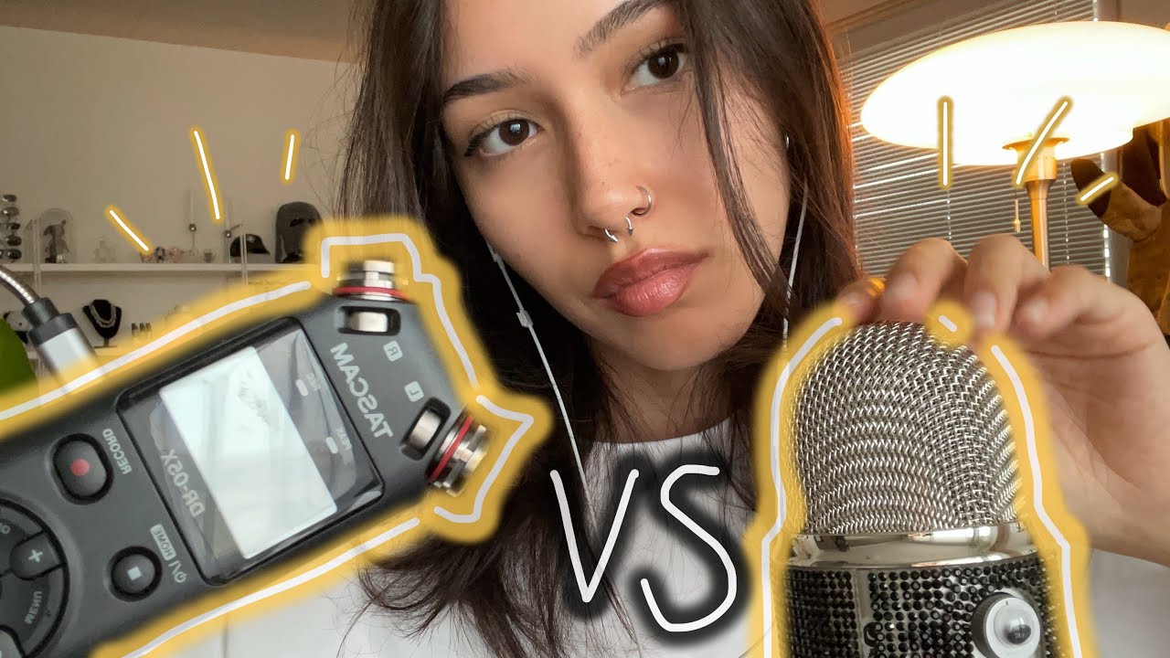 ASMR ☆ Blue Yeti vs. Tascam &ndash; Same Triggers on different Mics (mic biting, foam cover,..)